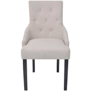 vidaXL Dining Chairs 2 pcs Cream Grey Fabric