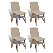 vidaXL Oak Indoor Fabric Dining Chair Set 4 pcs Beige