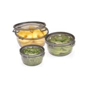 Transparent Smoked Lock & Fit Round Box 3 Pcs Set (0.65 Lt. + 1.1 Lt. + 1.9 Lt.)
