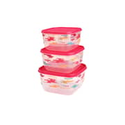 Trendy Square Food Saver With Iml Design - 3 Pcs Set (1.9 Lt. + 2.6 Lt. + 3.6 Lt.)