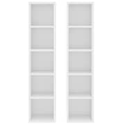 vidaXL CD Cabinets 2 pcs White 21x16x93.5 cm Engineered Wood