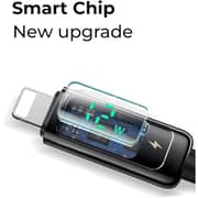 Glassology USB-C to Lightning Cable 1.2M - LED Display, 3A Fast Charging, Braided Design - Black