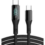 Glassology USB-C to USB-C Cable 1.2M - LED Display, 3A Fast Charging, PD 20W, Braided Design - Black