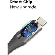 Glassology USB-C to USB-C Cable 1.2M - LED Display, 3A Fast Charging, PD 20W, Braided Design - Black