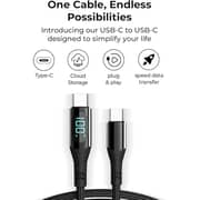 Glassology USB-C to USB-C Cable 1.2M - LED Display, 3A Fast Charging, PD 20W, Braided Design - Black