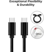 Glassology USB-C to USB-C Cable 1.2M, 3A High Current Fast Charging, Pure Copper with PVC & Nylon Braid, 480Mbps - Black