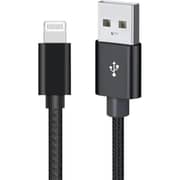 Glassology USB-A to Lightning Cable 2M, 3A High Current Fast Charging, Pure Copper with PVC & Nylon Braid, 480Mbps - Black