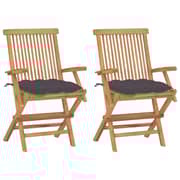 vidaXL Garden Chairs with Anthracite Cushions 2 pcs Solid Teak Wood