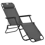 vidaXL Folding Sun Loungers 2 pcs with Footrests Steel Grey
