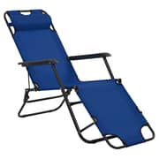 vidaXL Folding Sun Loungers 2 pcs with Footrests Steel Blue