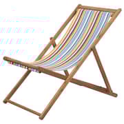 vidaXL Folding Beach Chair Fabric and Wooden Frame Multicolour