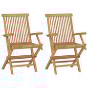 vidaXL Garden Chairs with Black Cushions 2 pcs Solid Teak Wood