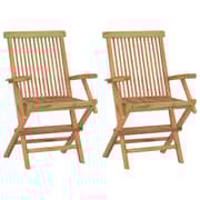 vidaXL Garden Chairs with Taupe Cushions 2 pcs Solid Teak Wood