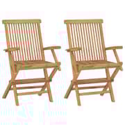vidaXL Garden Chairs with Grey Cushions 2 pcs Solid Teak Wood