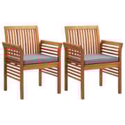 vidaXL Garden Dining Chairs with Cushions 2 pcs Solid Acacia Wood