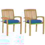 vidaXL Garden Chairs 2 pcs with Light Blue Cushions Solid Teak Wood