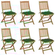 vidaXL Folding Garden Chairs 6 pcs with Cushions Solid Acacia Wood