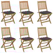 vidaXL Folding Garden Chairs 6 pcs with Cushions Solid Acacia Wood