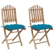 vidaXL Folding Garden Chairs 2 pcs with Cushions Bamboo