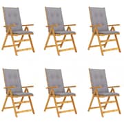 vidaXL Folding Garden Chairs 6 pcs with Cushions Solid Acacia Wood