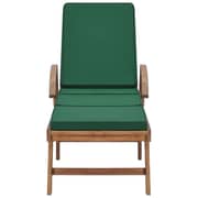 vidaXL Sun Loungers with Cushions 2 pcs Solid Teak Wood Green