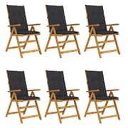 vidaXL Folding Garden Chairs 6 pcs with Cushions Solid Acacia Wood