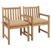vidaXL Garden Chairs 2 pcs with Beige Cushions Solid Teak Wood