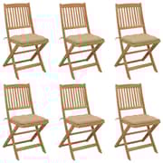 vidaXL Folding Garden Chairs 6 pcs with Cushions Solid Acacia Wood