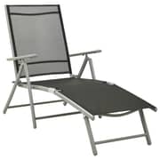 vidaXL Folding Sun Lounger Textilene and Aluminium Black and Silver