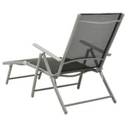 vidaXL Folding Sun Lounger Textilene and Aluminium Black and Silver