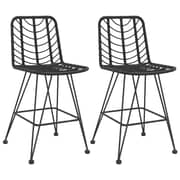 vidaXL Bar Stools 2 pcs Black 45x56x103.5 cm PE Rattan and Steel