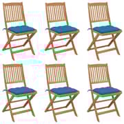 vidaXL Folding Garden Chairs 6 pcs with Cushions Solid Acacia Wood