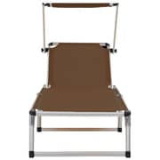 vidaXL Folding Sun Lounger with Roof Aluminium and Textilene Brown
