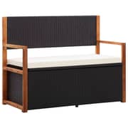 vidaXL Storage Bench 110 cm Poly Rattan and Solid Acacia Wood Black