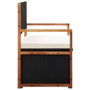 vidaXL Storage Bench 110 cm Poly Rattan and Solid Acacia Wood Black