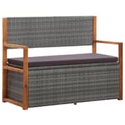 vidaXL Storage Bench 110 cm Poly Rattan and Solid Acacia Wood Grey