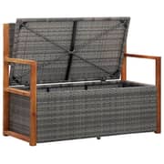vidaXL Storage Bench 110 cm Poly Rattan and Solid Acacia Wood Grey
