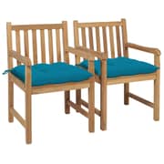 vidaXL Garden Chairs 2 pcs with Light Blue Cushions Solid Teak Wood
