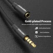 VENTION Cotton Braided 3.5mm Audio Extension Cable 2M Black Metal Type- BHBBH