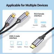 VENTION USB-C Male to 2-Female RCA Cable 1.5M Gray Aluminum Alloy Type- BGVHG