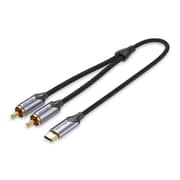VENTION USB-C Male to 2-Male RCA Cable 2M Gray Aluminum Alloy Type- BGUHH