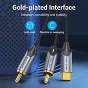 VENTION USB-C Male to 2-Male RCA Cable 2M Gray Aluminum Alloy Type- BGUHH