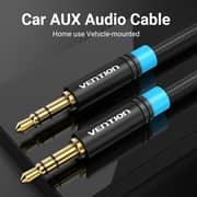 VENTION Cotton Braided 3.5mm Male to Male Audio Cable 1M Black Metal TypeModel # P350AC100-B-M