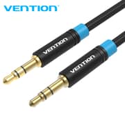 VENTION Cotton Braided 3.5mm Male to Male Audio Cable 5M Black Metal Type - P350AC500-B-M