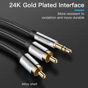 VENTION 3.5mm Male to 2RCA Male Audio Cable 3m Black Metal - BCFBI
