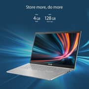 Asus (2019) Laptop - Intel Celeron-N4020 / 15.6inch HD / 128GB SSD / 4GB RAM / Shared Intel UHD Graphics 600 Graphics / Windows 11 Home / English & Arabic Keyboard / Silver / Middle East Version - [X515MA-BR912WS]