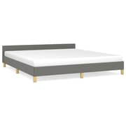 vidaXL Bed Frame with Headboard Dark Grey 180x200 cm 6FT Super King Fabric