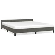 vidaXL Bed Frame with Headboard Dark Grey 180x200 cm 6FT Super King Velvet
