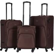 VIPTOUR Fabric Trolley 3-Piece Light Weight 4 Spinner Wheels Trolley Luggage Set 20/24/28 Inches Brown