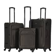 VIPTOUR Fabric Trolley 3-Piece Light Weight 4 Spinner Wheels Trolley Luggage Set 20/24/28 Dark Green